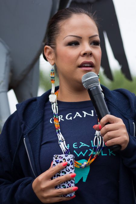 Crystal Lameman speaks at the Healing Walk in July 2013. Photo by Ben Powless