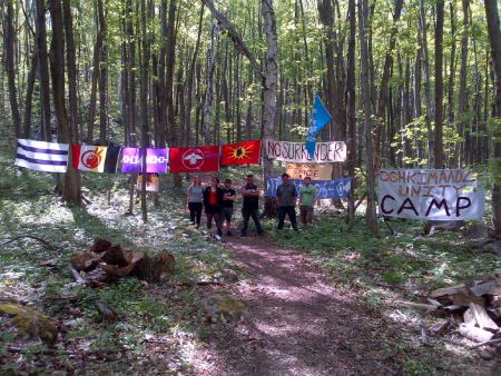 Entrance of ACTION (Anishinabek Confederacy to Invoke Our Nationhood) peace camp.