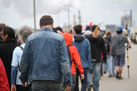 Hundreds took part in this year's Healing Walk in Fort McMurray, calling for the protection of the environment and the health of all communities. PHOTO: Arij Riahi.