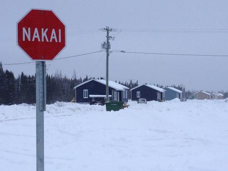 Stop sign on the Mani-Utenam Reserve. Photo: Aaron Lakoff