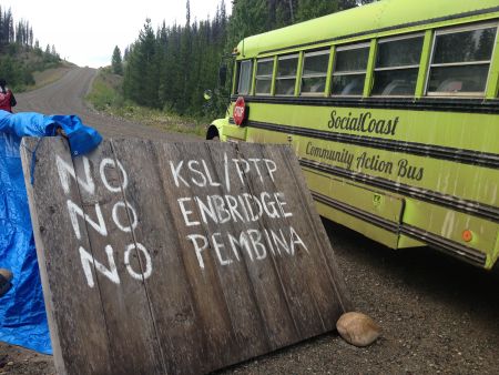 The Unis'tot'en held their fourth annual action camp. Dozens participated in the camp, both to help block proposed pipelines on unceded Wet'suwet'en territory and to strategize further actions. PHOTO: Aaron Lakoff.