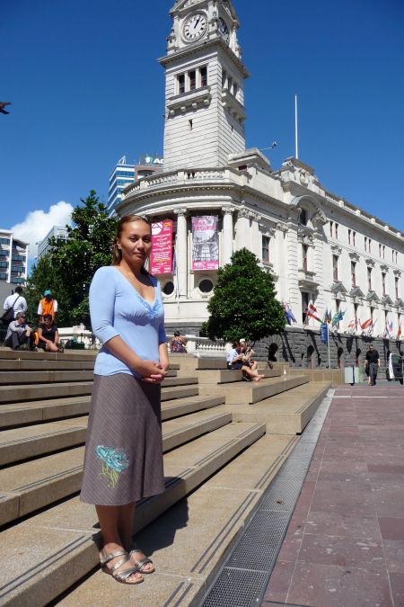 Marama Davidson in Aotea Square, Auckland. Photo by Jen Wilton